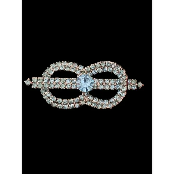 No Brand Jewelry Vintage Blue Rhinestone Knot Infinity Bow